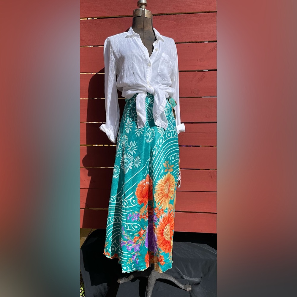 Silk Wrap Maxi Skirt - Reversible - Indian Skirt